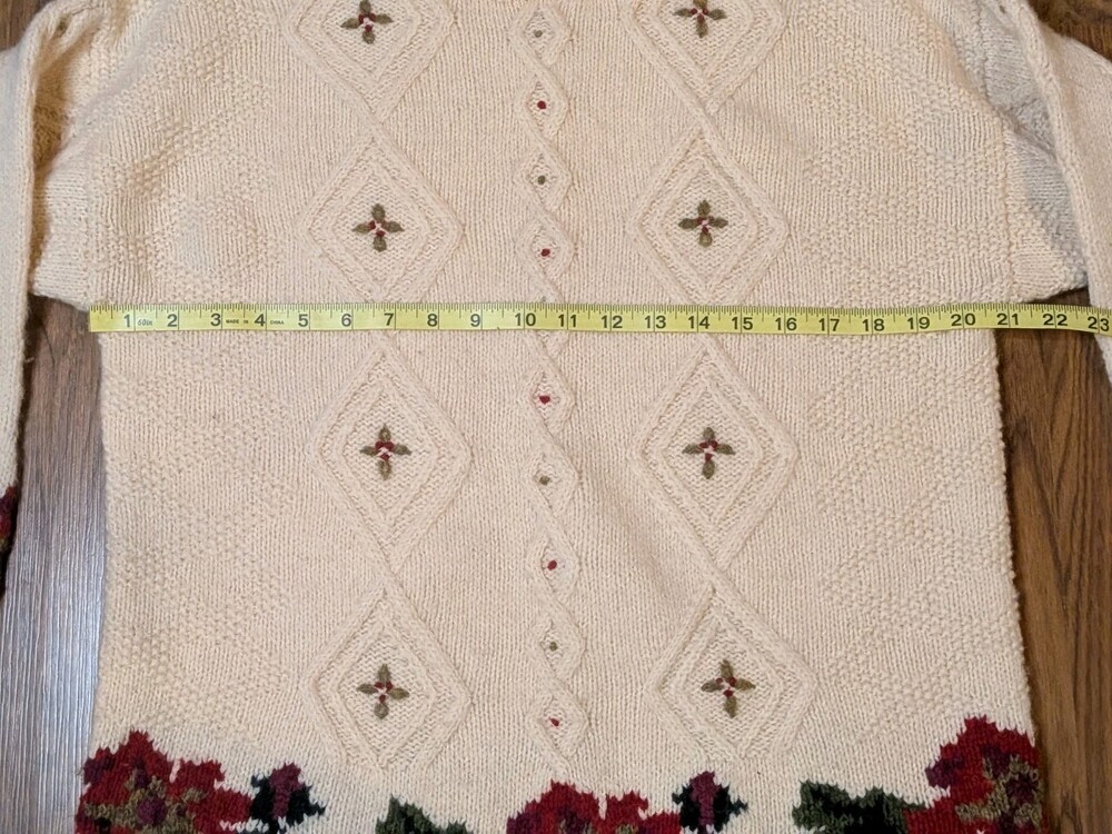 VTG LL Bean Women M 100% Wool Cable Knit Mock Neck Sweater Christmas Cottagecore - Picture 5 of 10